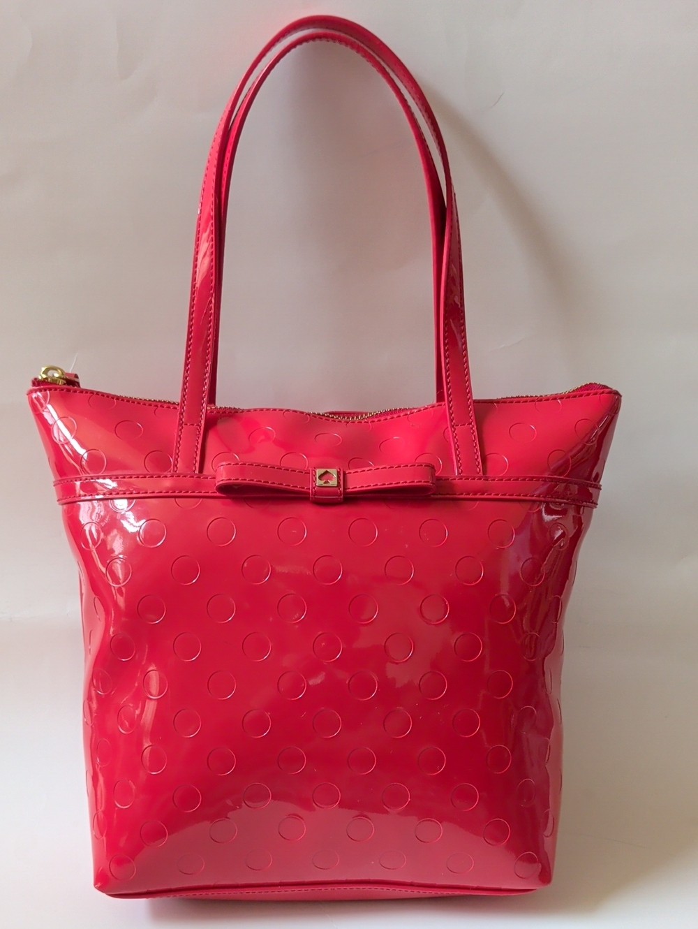 Kate Spade Red Patent Tote Bag with Bow Accent EUC